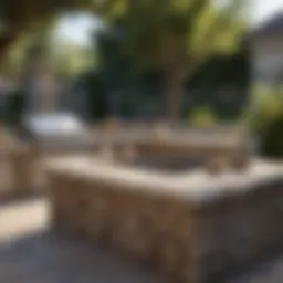 Stunning stone BBQ island with integrated seating