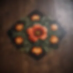 Elegant floral motif painted on wooden floor