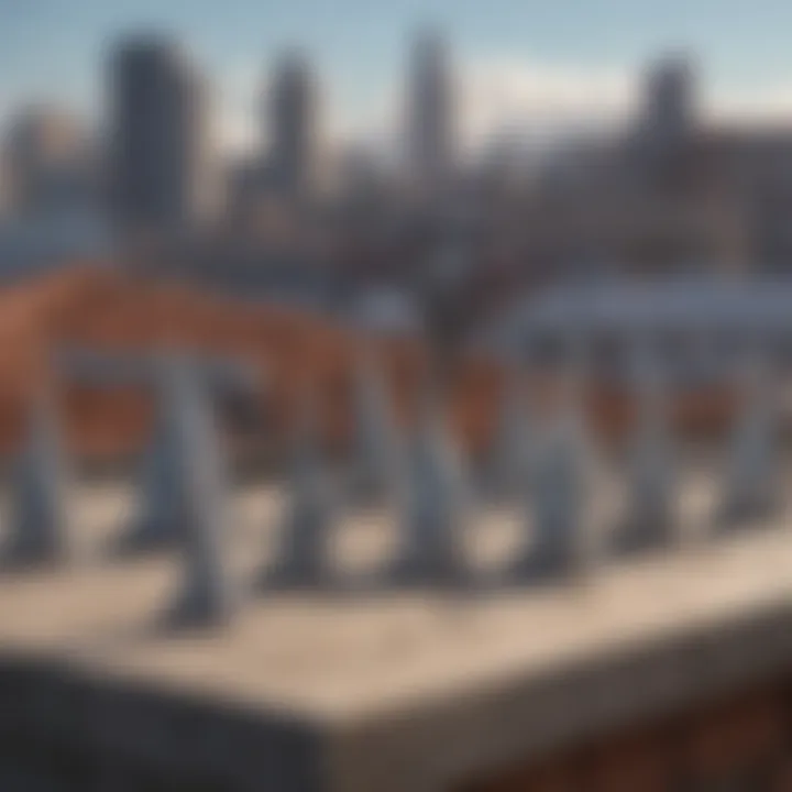 Pigeon repellent spikes on a rooftop