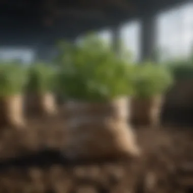 Abundant Growth in Potato Grow Bag Potato plant flourishing in grow bag