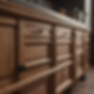 Close-up of a professional cleaning technique on wood cabinets