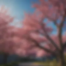 A vibrant flowering tree in full bloom showcasing its colorful blossoms under clear blue skies.