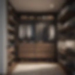 Stylish minimalistic closet design showcasing open shelving