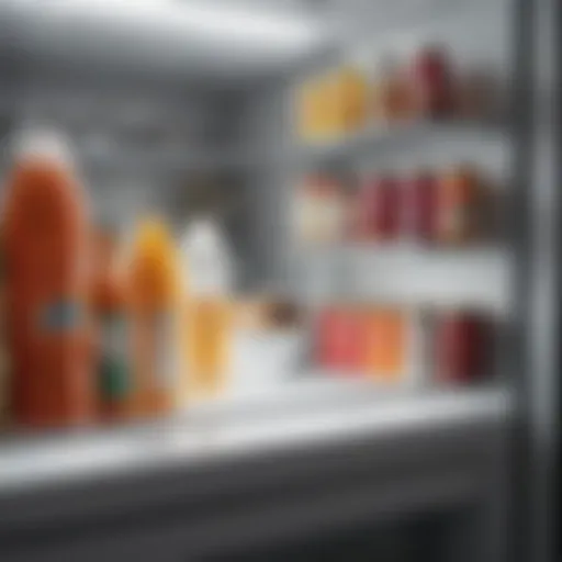 Refrigerator shelves being cleaned with vinegar and baking soda