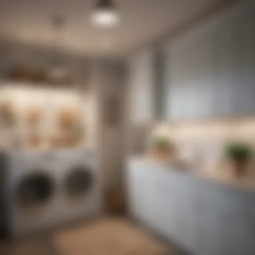 Beautiful laundry room with elegant lighting fixtures