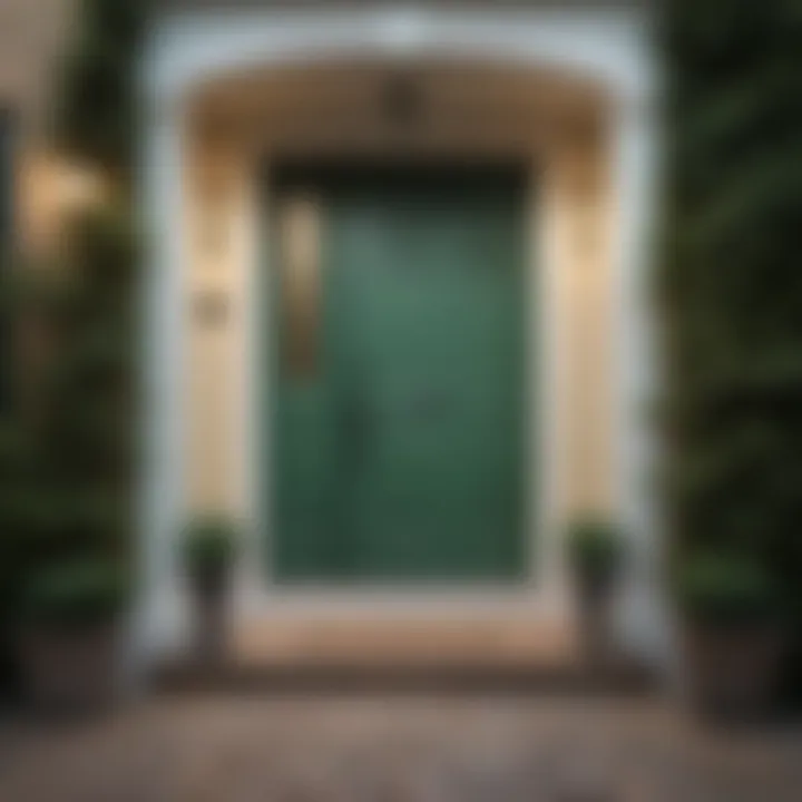 Sage Sophistication: Discover the sophisticated appeal of a green front door in a subtle sage hue