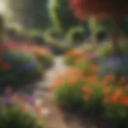 Vibrant spring flower garden in full bloom