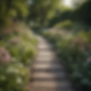 Serene Garden Wood Path in Spring