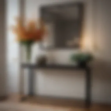 Sleek Console Table with Floral Arrangement Sleek Console Table with Floral Arrangement
