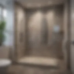 Elegant stand-up shower with modern tiles in a small bathroom