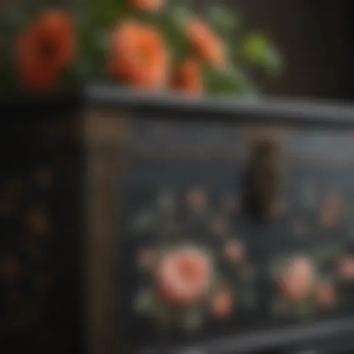 Elegant painted chest with intricate floral motifs