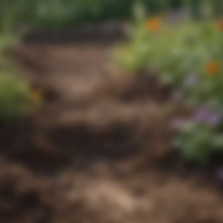 A garden bed prepared with rich soil, ready for sowing wildflower seeds.