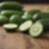 Organic cucumber seeds on wooden table