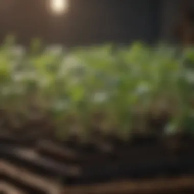 Seedling tray with young cucumber plants