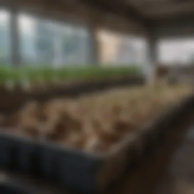 Containers and pots arranged for indoor garlic cultivation