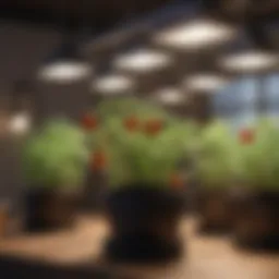 Indoor tomato seedling setup with grow lights