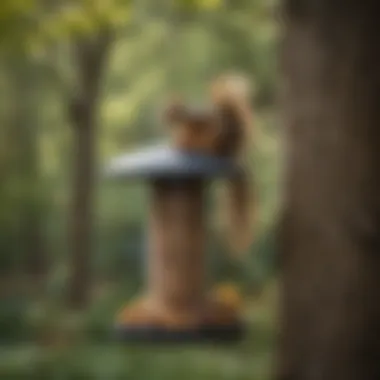 A bird feeder designed to prevent squirrels from accessing the food, demonstrating a smart feeding solution.