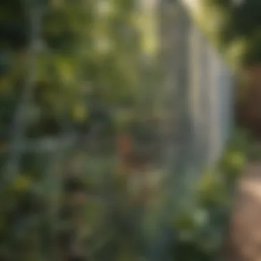 Protective Netting in Garden Design A visually appealing garden with protective netting over plants