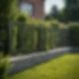 A well-defined garden bed separated from the lawn by a decorative barrier.