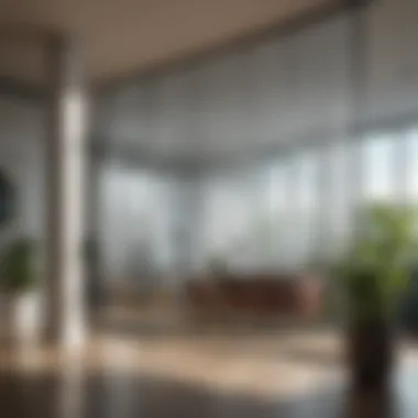 Natural Light Amplification Stylish glass and steel room divider enhancing natural light in a room