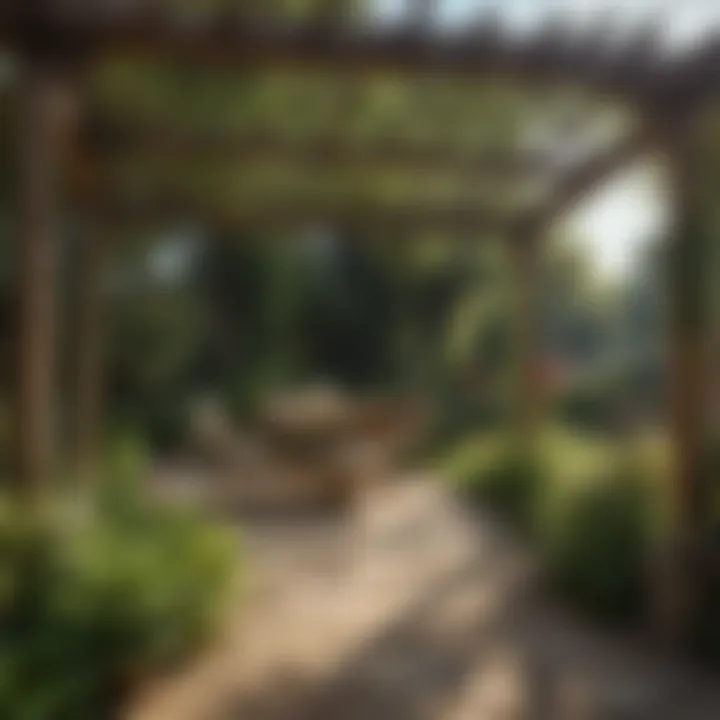 Thatched Pergola in Tranquil Garden Setting