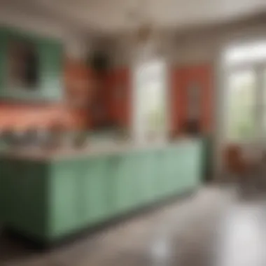 Vibrant Accents in Art Deco Kitchens Colorful accents and detailing in an Art Deco styled kitchen space