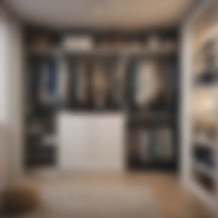 Closet with neatly arranged clothes and accessories