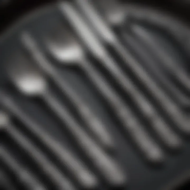 Close-up of intricate silverware detailing showcasing craftsmanship