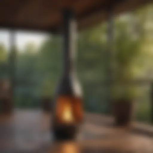 Stylish outdoor heater on a covered deck