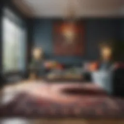 Luxurious living room featuring a vibrant area rug