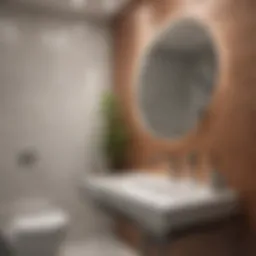 Elegant bathroom featuring sleek tile walls and modern fixtures