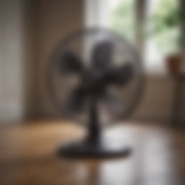 A decorative floor fan enhancing interior aesthetics