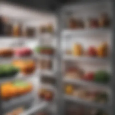 Visually appealing fridge layout highlighting fresh produce and meals