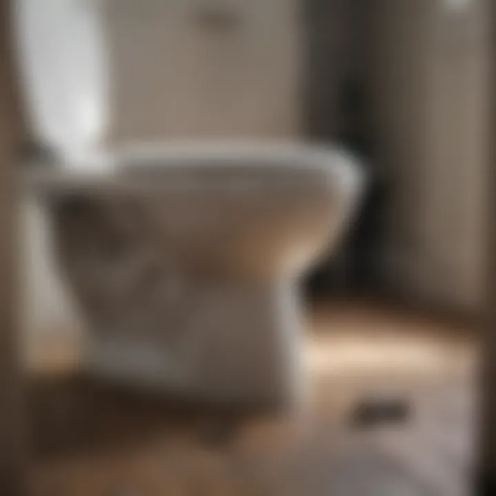 Close-up of a toilet clog situation