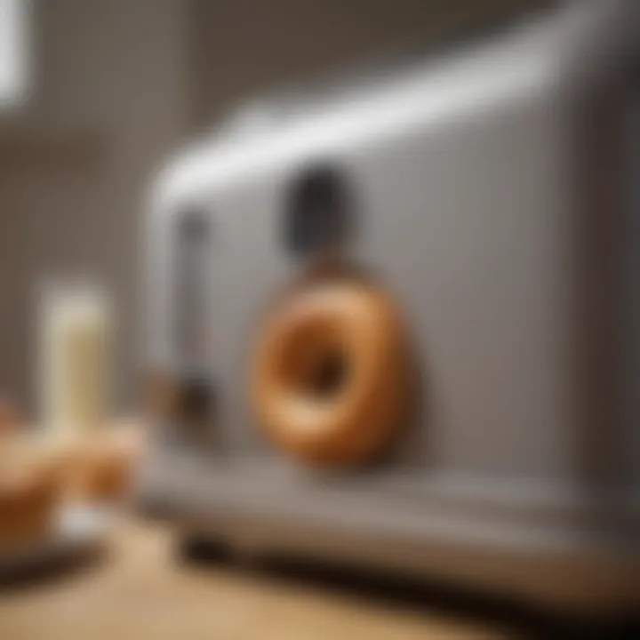 Close-up of bagel slot showcasing toaster's unique features