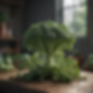 Thriving Broccoli Growth Fresh broccoli plant thriving in natural light