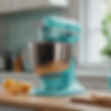 Tiffany Blue Kitchen Aid Mixer with various accessories