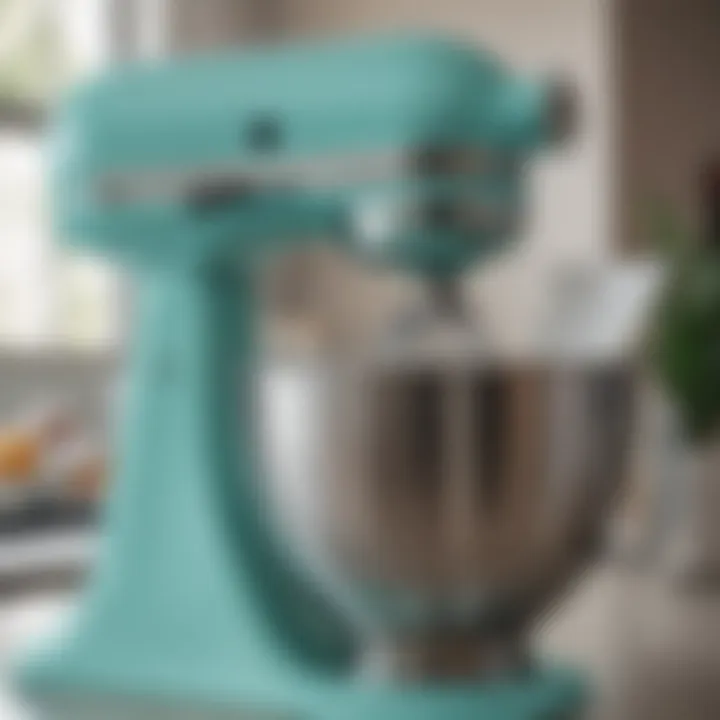 Close-up of the iconic Tiffany Blue color on the mixer