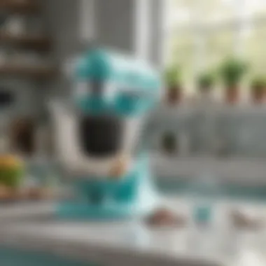 Tiffany Blue Kitchen Aid Mixer integrated into a modern kitchen design