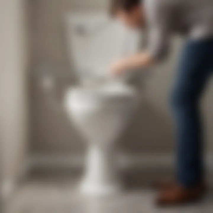 Illustration of a person using a toilet auger