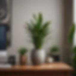 A lush snake plant in an office setting