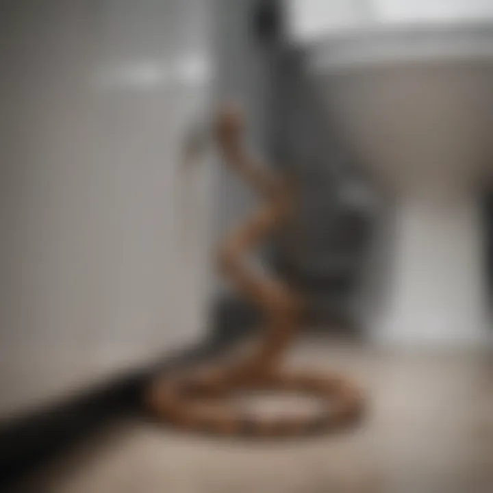 Plumber's Snake being used to clear a toilet blockage