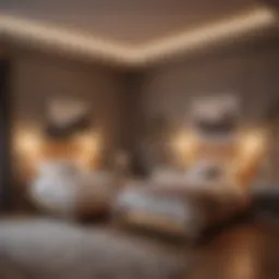 A creatively designed bedroom featuring twin beds with personalized decor.