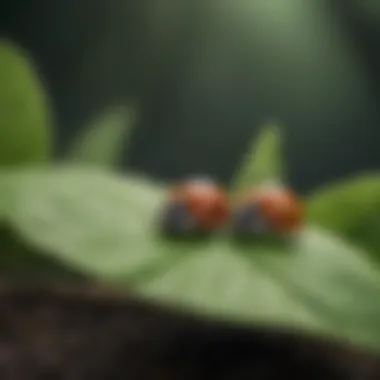 Ladybugs on green leaf