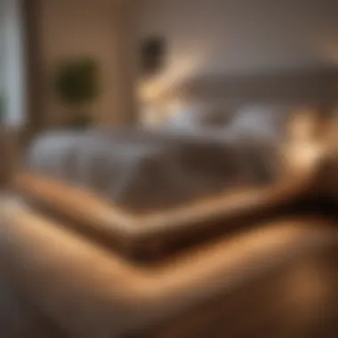 Under-bed LED strip lighting creating a cozy atmosphere