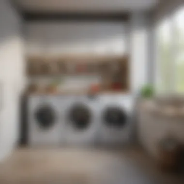 Different laundry appliance arrangements for various home sizes.