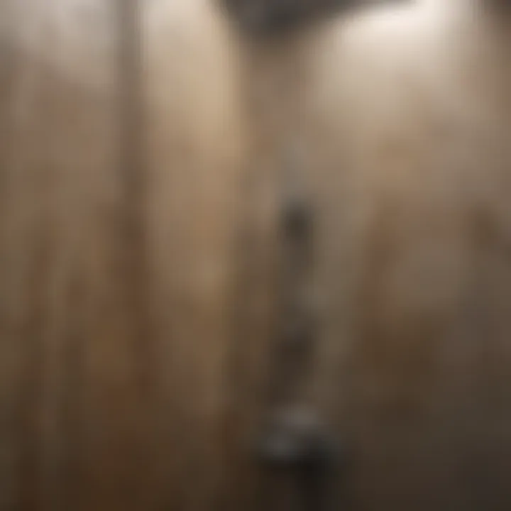 Close-up view of mold growth in a shower corner