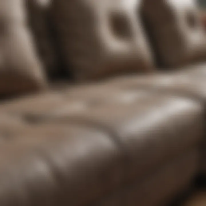 Close-up of sectional sofa materials showcasing textures