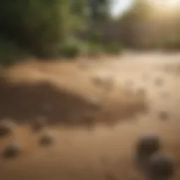 Varieties of sand in a garden setting