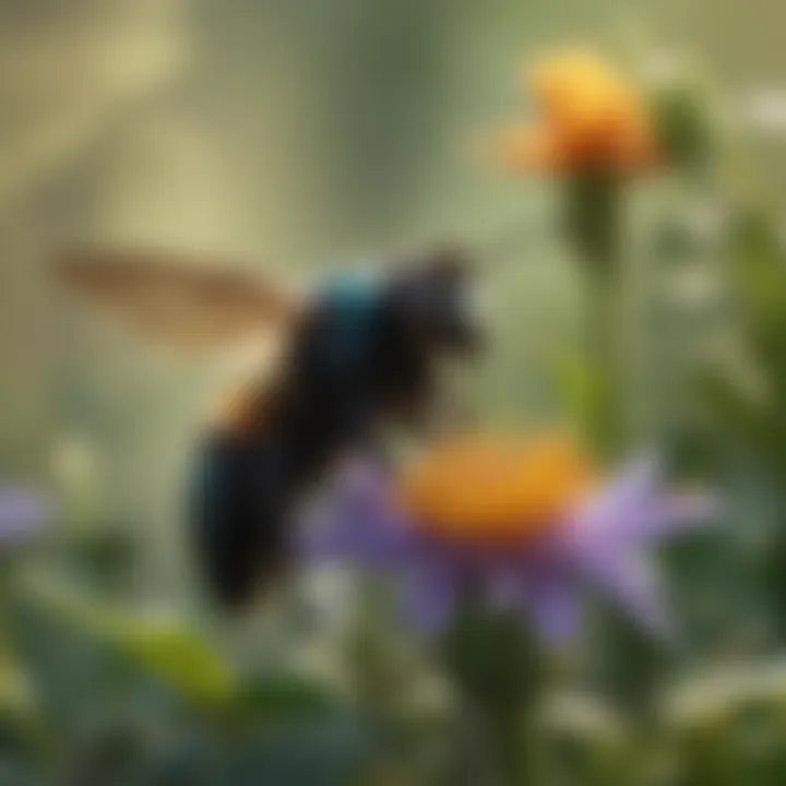 A carpenter bee pollinating a flower